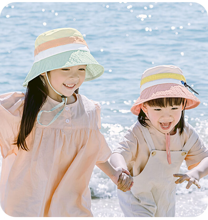SHUKIKU Kids Sun Protection Hat UV Adjustable Breathable Bucket Hat Yellow Blue Elephant Size M 30