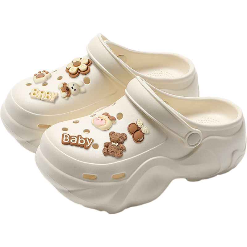 Yuzhaolin Women's EVA Outdoor Clog Shoes Thick Sole Height Increasing Beach Sandals YG104 Black Size 35-36
