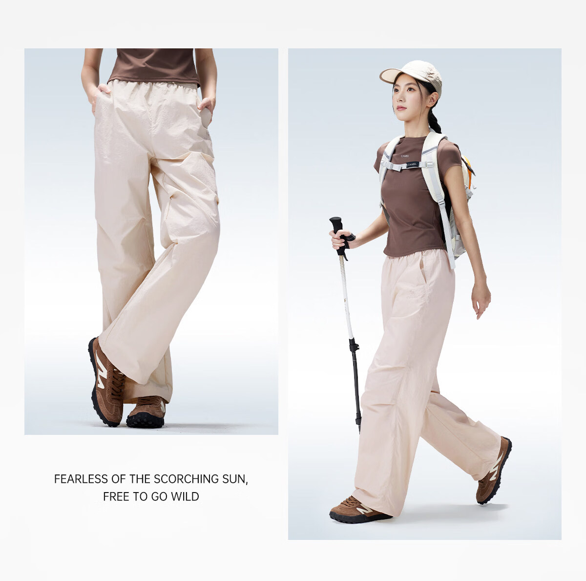 CAMEL Women's Outdoor Quick-Dry Pants Spring Summer Thin Cool Breathable Sun-Protective Wide-Leg Hiking Military Pants for Men 23