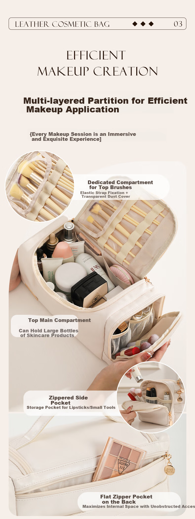 LOHAS Travel Makeup Bag Portable Large Capacity Toiletry Skincare Storage Pouch High-End Stylish Women's Travel Business Trip Organizer 7