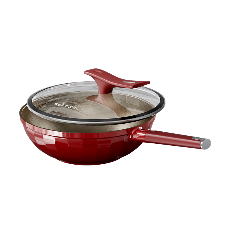 CHUI DA REN Wear-Resistant King Titanium Non-Stick Frying Pan Household Oil-Gathering Flat Bottom Gas and Induction Cooker 0 Fluorine Coating Stir-Fry Pan