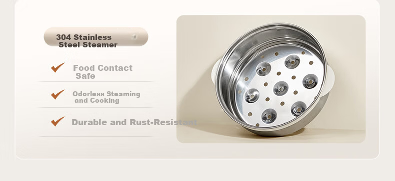 Bear Electric Cooking Pot Small Electric Hot Pot Electric Stew Pot Steamer 2-3 Person Household 316L Stainless Steel with Steamer Basket 2.5L F25P1 11