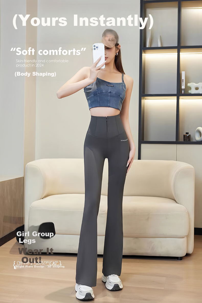 GRACEWELL Women's High-Waist Bootcut Yoga Pants Shaping Black Slim Fit Sharkskin Suit Trousers 5