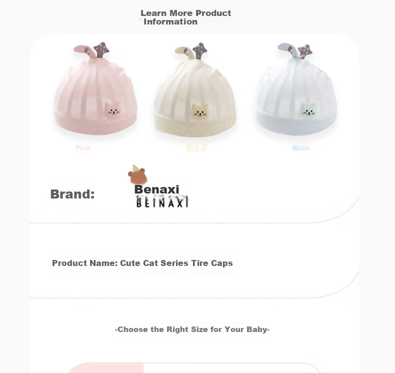 Benaxi Baby Hat Summer Thin Newborn Soft Fontanelle Cap Infant Spring Summer Cooling Hat Toddler Summer Hat 17