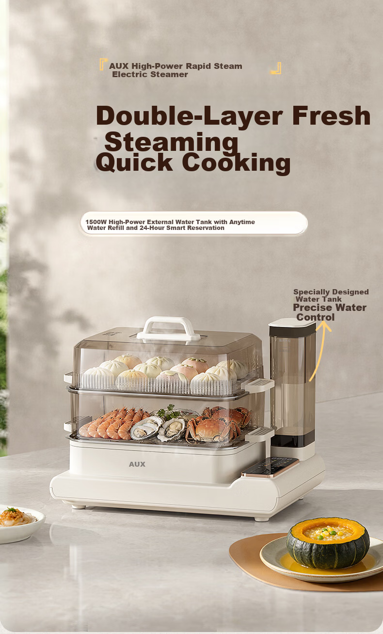 AUX 20L Large Capacity Multifunctional Double-Layer Electric Steamer with External Water Tank ADZ-30AZX-258C 1