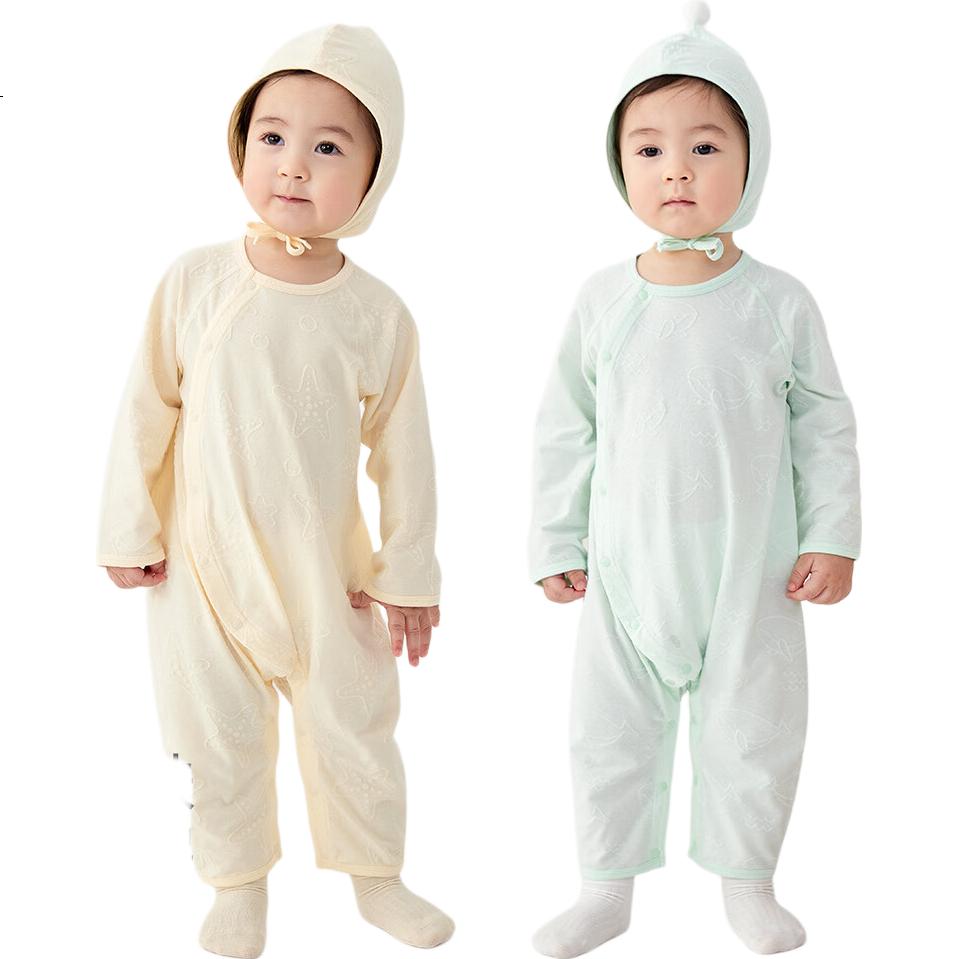 Wismorni Infant Clothes, Spring And Summer Thin Style, Boys And Girls Long Sleeve Bodysuit, Romper, Onesie, Air Conditioning Suit
