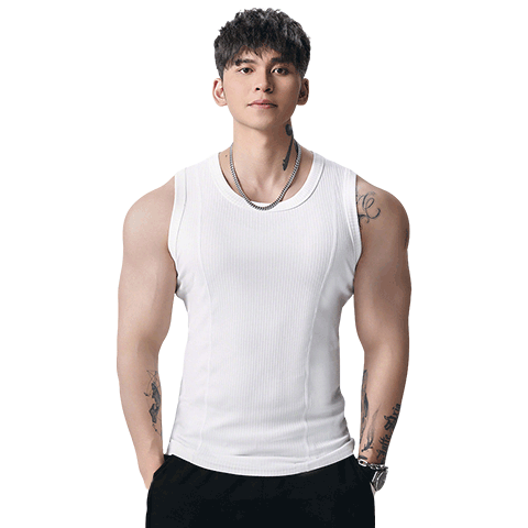 FitonTon Men's Summer Sports Tank Top 10A Antibacterial Trendy Fitness Comfortable Stretch Ribbed Sweatshirt Heather Gray 2XL