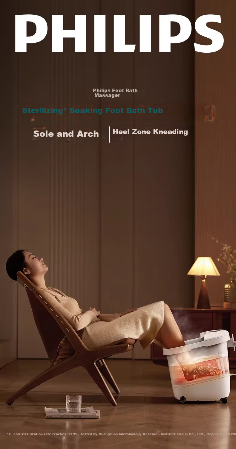 PHILIPS Foot Soaking Tub with Reclining Soak, Pipeline Sterilization, Electric Massage Foot Bath, Smart Constant Temperature Heating, Warm Foot Small White Bucket 3207F, Birthday Gift for Mom and Dad 1