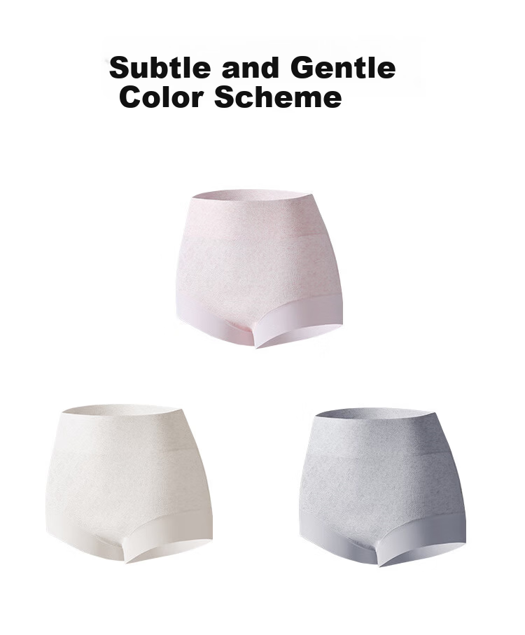FENTENGCARE 3-Pack High-Waist Antibacterial Cotton Women's Underwear with 10A Antibacterial Gusset, Tummy Control, Seamless, Plus Size 5