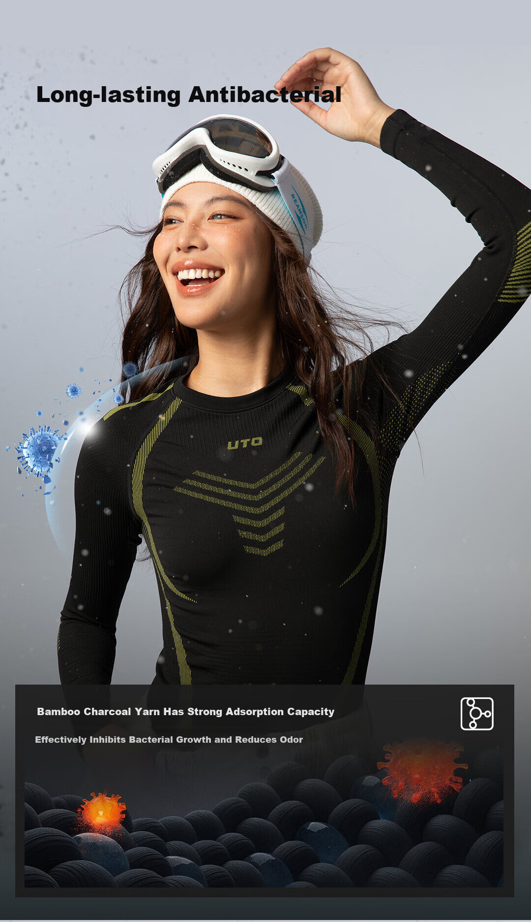 UTO Compression Quick-Dry Set Men's Outdoor Sports Skiing Running Thermal Underwear Jade Green 3XL 6
