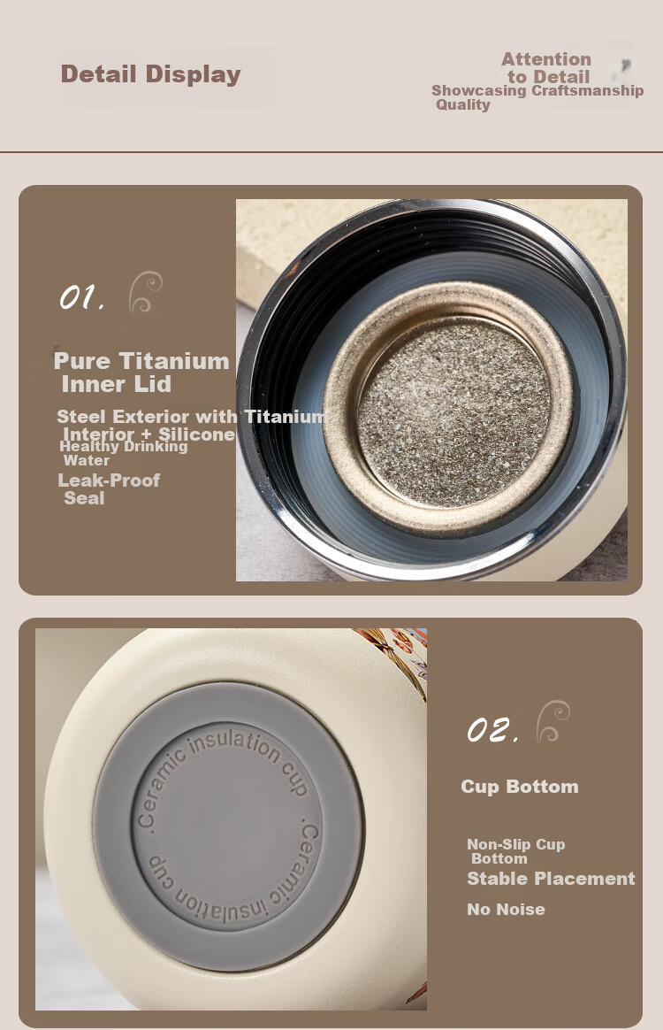 Gold Inlaid Jade Stainless Steel Ceramic Insulated Portable Home Water Bottle Tea Cup for Men and Women Car Travel Gift Birthday Present 16