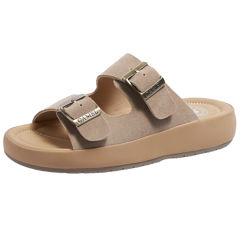 CAMEL Pineapple Bag 2nd Generation Square Buckle Women's Summer Slippers Thick Sole Birkenstock Sandals L26M504048A Khaki 38