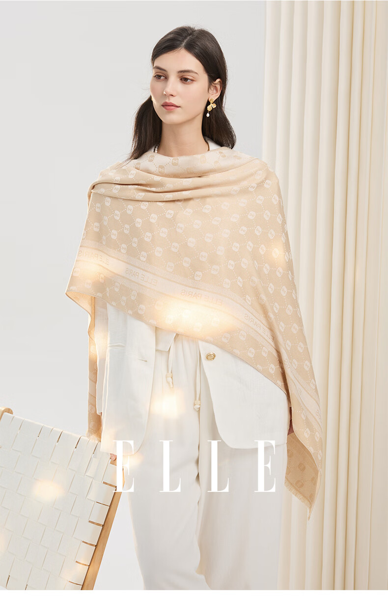 ELLE Women's Summer Office Air-Conditioned Room Warmth Shawl with Mulberry Silk Large Size Gift Box Scarf 23