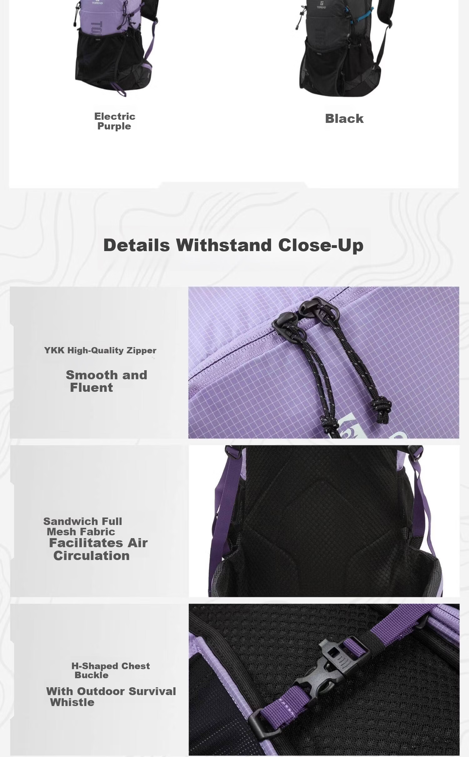 Toread AERO PACK 25L Lightweight Outdoor Hiking Cycling Water-Resistant Backpack - Electric Purple 14