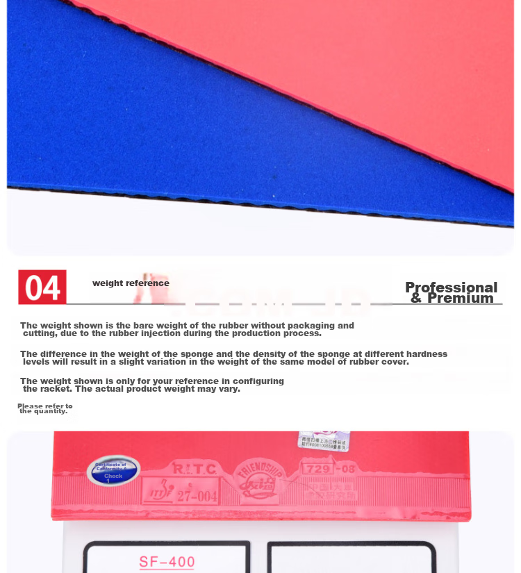 729 Table Tennis Rubber, 729 -08 PRO Jing Su Professional Version Set, Red 9