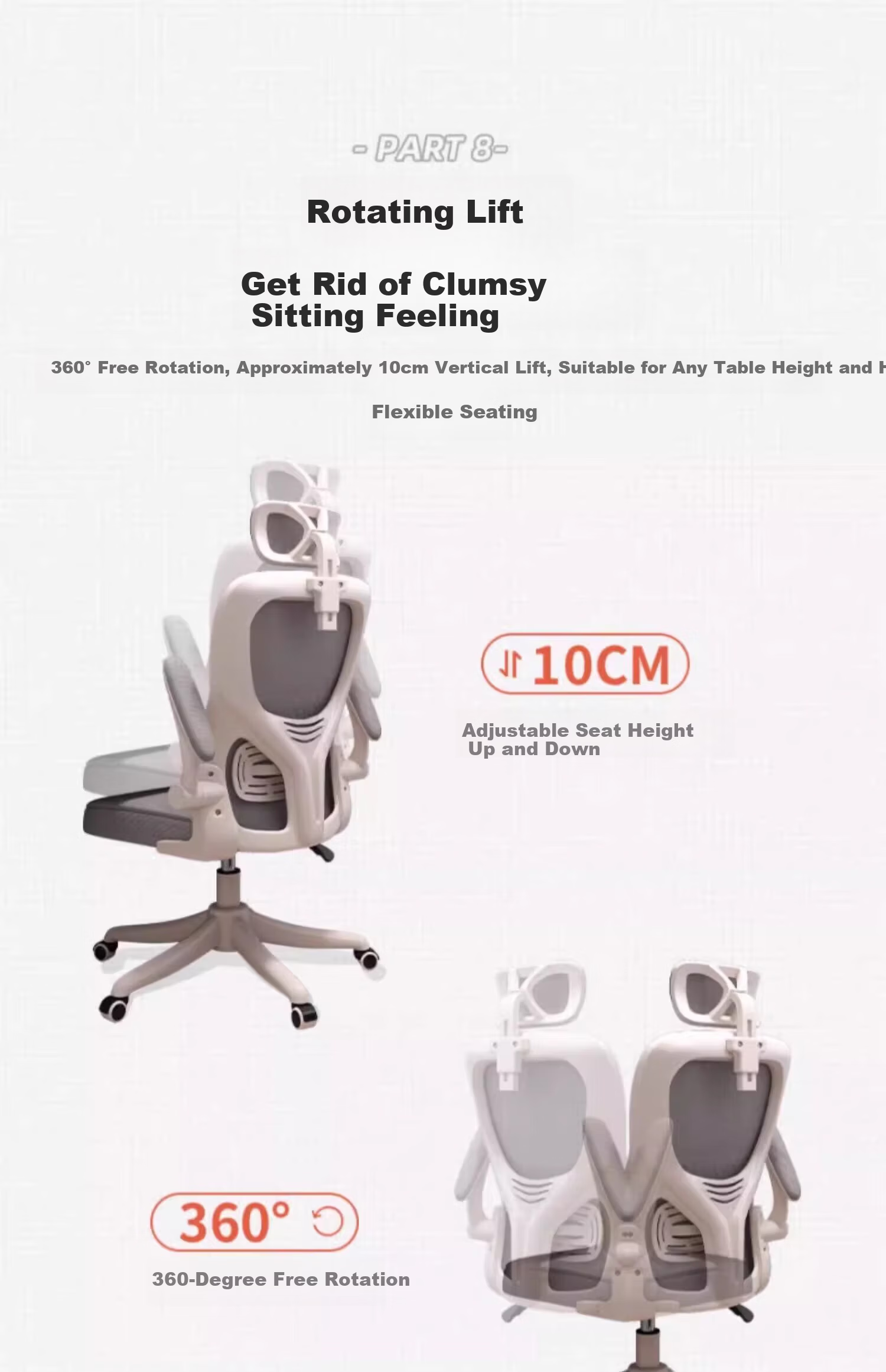 Chibilun Ergonomic Computer Chair Comfortable Long Sitting Home Office Gaming Chair Bedroom Desk Stool with Backrest 11