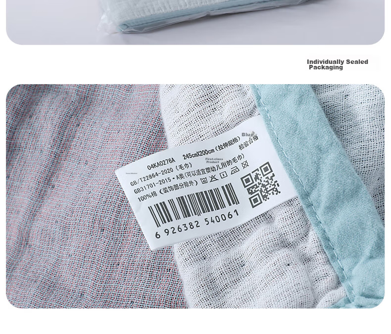 KING SHORE Class A Pure Cotton Three-Layer Undyed Gauze Towel Blanket, Washable Air Conditioning Quilt, Multifunctional Nap Blanket, One Piece 16