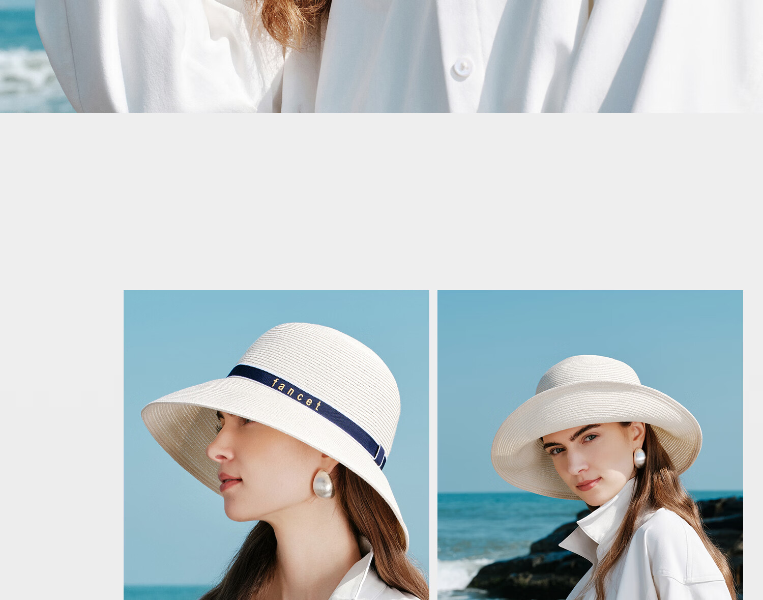 FANCET Women's Summer Straw Hat French Elegant Fisherman Hat Wide Brim UV Protection Beach Vacation Sun Hat 38