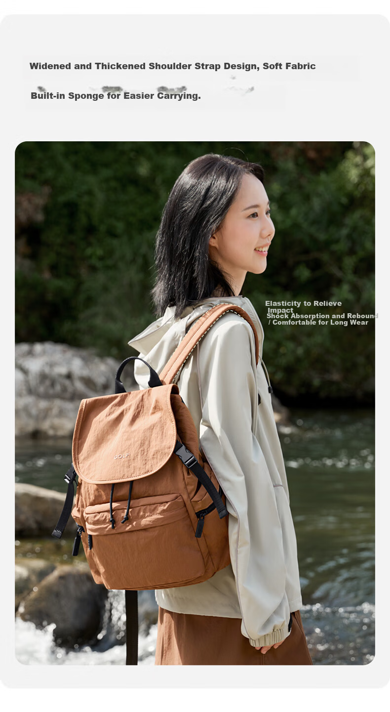 GOLF Women's Outdoor Lightweight Backpack 15-inch Laptop Bag Student School Bag Water-Resistant Travel Backpack 7
