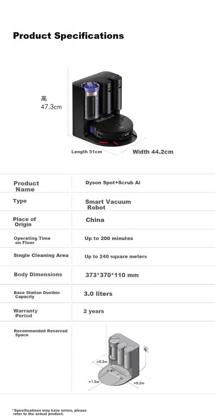 DYSON Spot+Scrub AI Robot Vacuum Cleaner Intelligent Sweeping and Mopping Robot Fully Automatic Cleaning 11