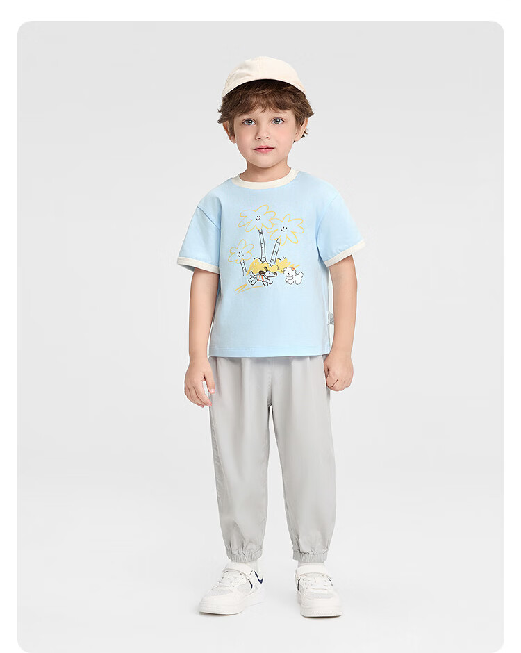 Balabala Kids Short Sleeve Set Girls Boys Baby Two-Piece 2026 New Summer Cotton Feel T-Shirt and Pants Trend 9