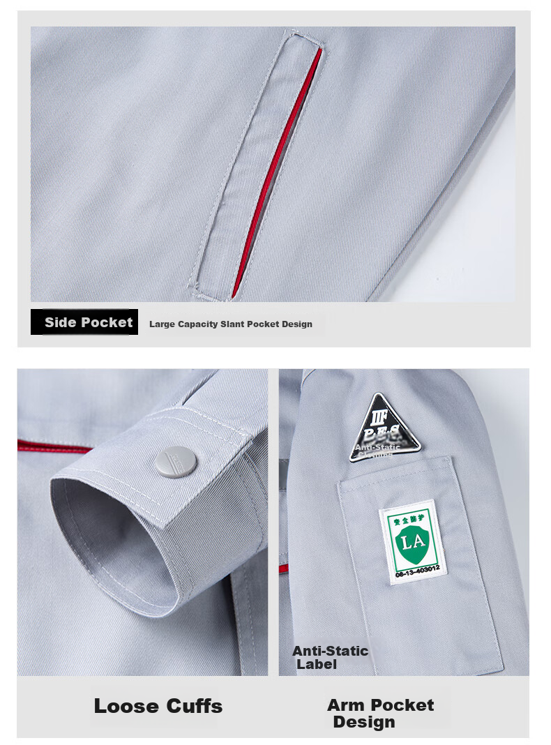 Lido According to Chen Custom Anti-Static Workwear Durable Men's Spring and Autumn Long Sleeve Reflective Strip Engineering Uniform Auto Repair Labor Protection Workwear Custom Work Suit 10