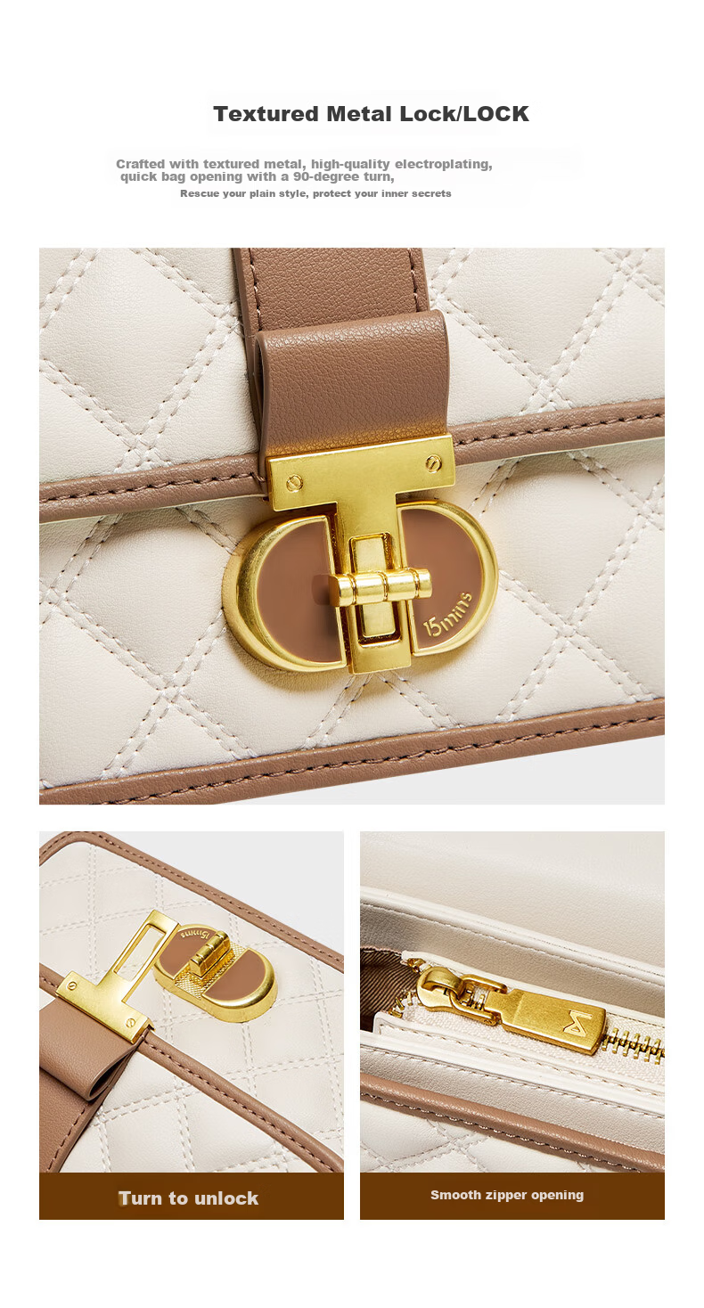 15MINS Women's Bag 2026 New Luxury Brand Quilted Chain Handbag Shoulder Bag Birthday Gift 5