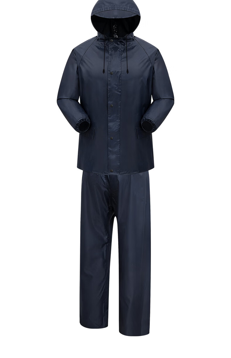 Huadun Single-Layer Nylon Raincoat Set Outdoor Two-Piece Rain Suit Dark Blue XL Size 1 Set 7