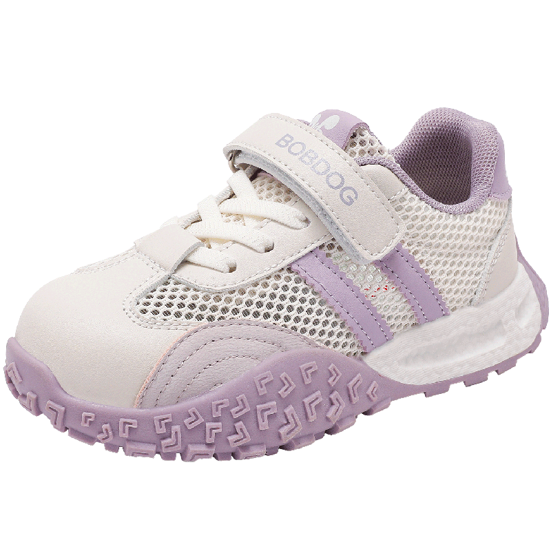 Bobdog Girls' Summer Single Mesh Casual Low-Top Running Shoes Children's Sports Shoes 103562073 Beige/Purple Size 31