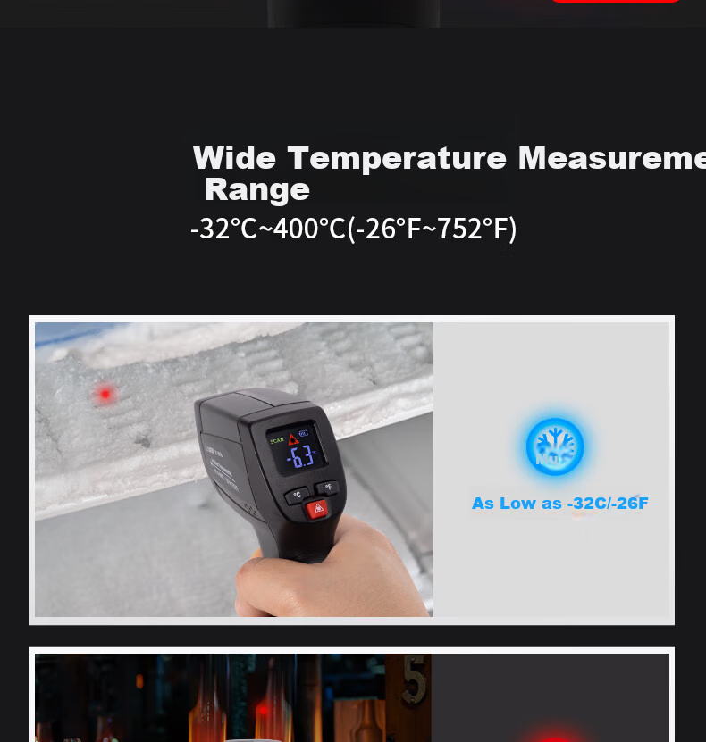 CEM DT-301A Laser Infrared Thermometer Professional High-Precision Industrial Non-Contact High-Temperature Temperature Gun Food Thermometer Kitchen Baking Water Temperature Detector 6