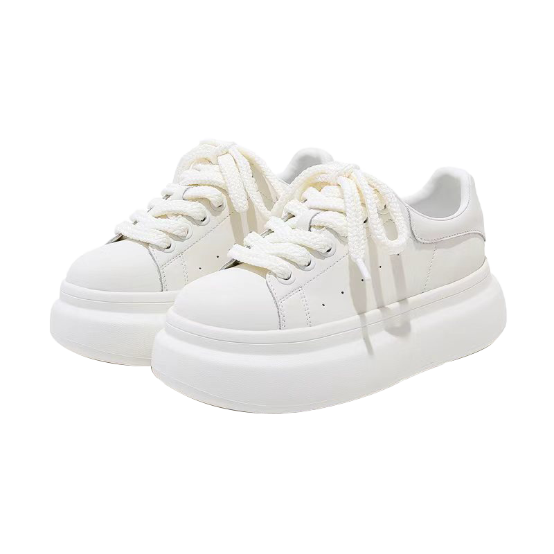 Daphne Popular Thick Sole Height Increasing White Sneakers for Women 2026 Spring New Versatile Casual Shoes Beige Black Size 37