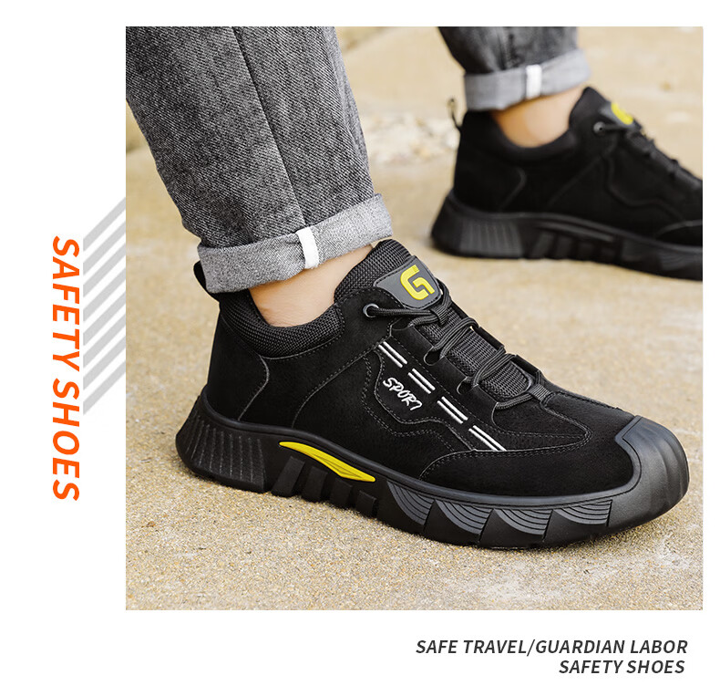 JUNBU Men's Safety Work Shoes Steel Toe Anti-Smash Anti-Puncture Lightweight Comfortable Durable Construction Site Safety Shoes 0266F Size 40 9