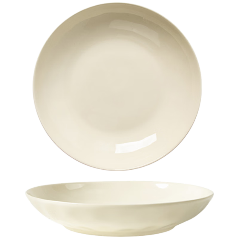 Huaqingge Cream Style Ceramic Round Plate Home Use High Aesthetic 2026 New 8-Inch Plate Set of 2 Underglaze Color Tableware