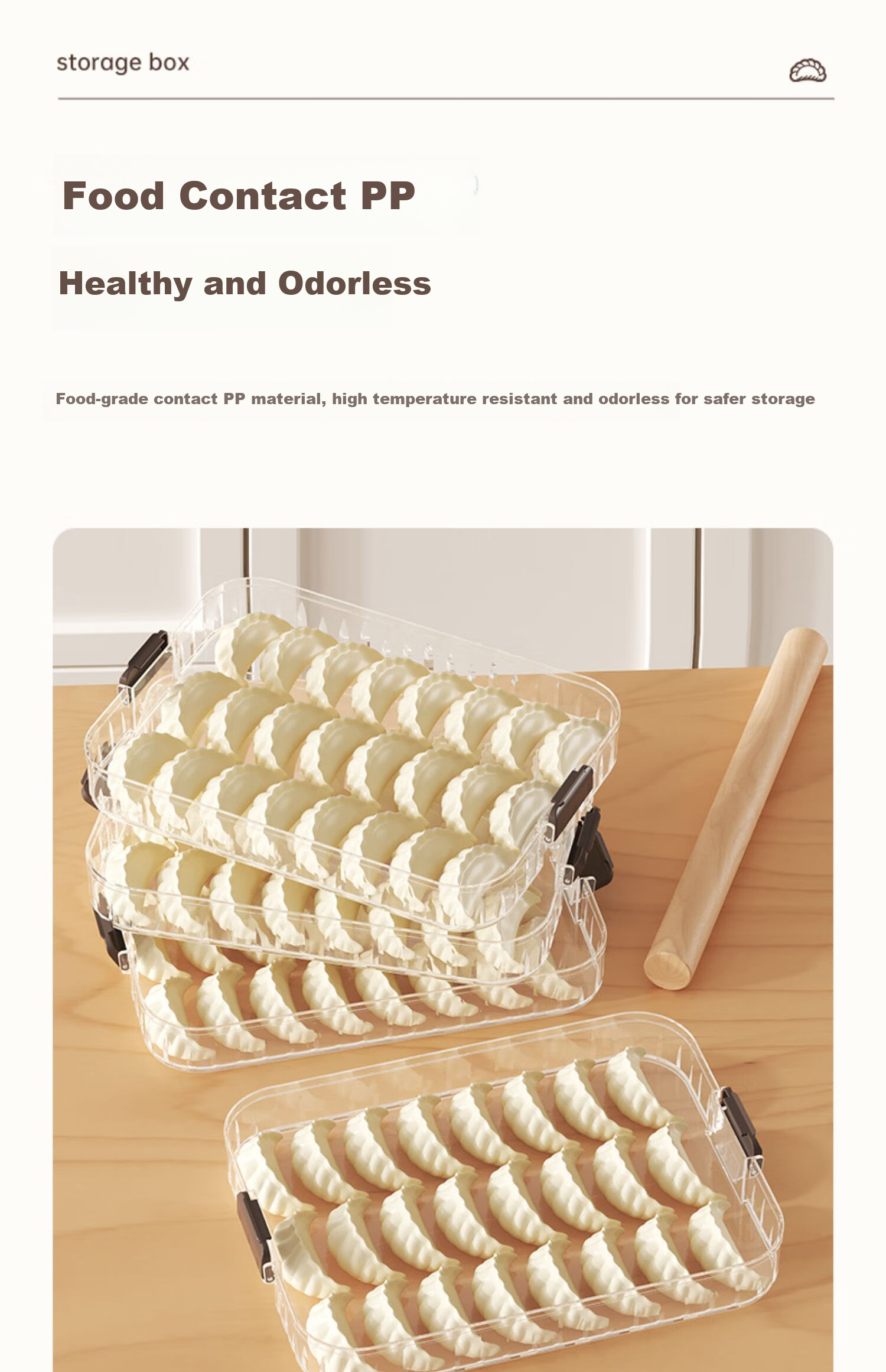 DOCOXO Dumpling Storage Box Food-Grade Dumpling and Wonton Fresh-Keeping Container Essential Kitchen Refrigerator Box [Two Layers One Lid] 6