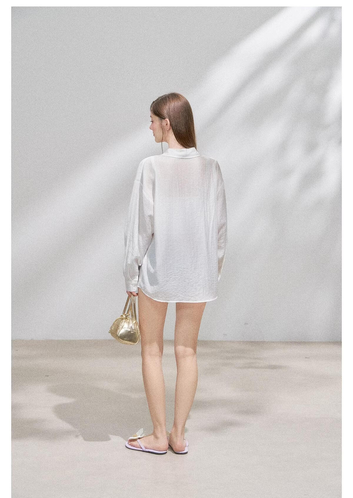 ICH MODE "Spring Light Leisure" Lyocell Sun Protection Long Sleeve Shirt Women Lazy Style Thin Jacket White M 32