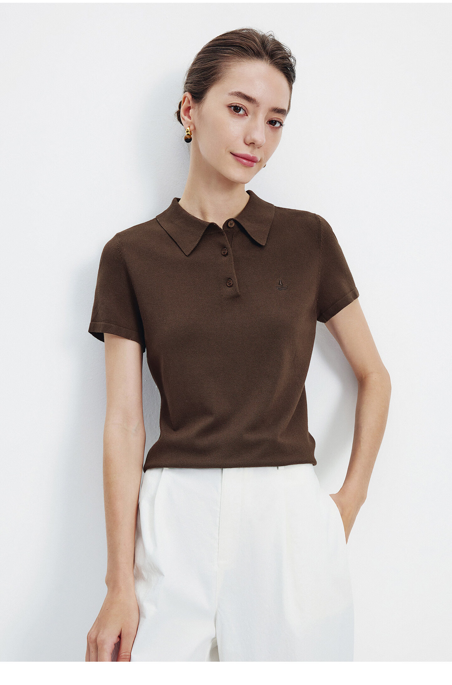 Navigare Slim Fit Small Sailboat Short Sleeve Polo Shirt 26 New Summer Solid Color High Elastic Knit 2325526520 XL 55