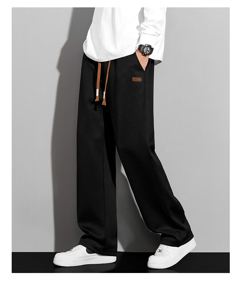 Warrior Fleece-Lined Pants for Men, Autumn And Winter Warm Thick Casual Trousers, Loose Straight-Leg Sweatpants, Versatile Flat-Front Joggers 8