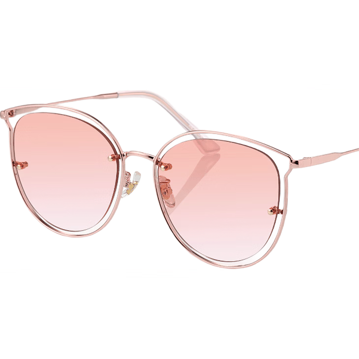 Bertha Pink Sunglasses for Women, Blush Gradient Cat Eye Sunglasses, Fashionable Face-Slimming, UV Protection, Beach Wear, Back-To