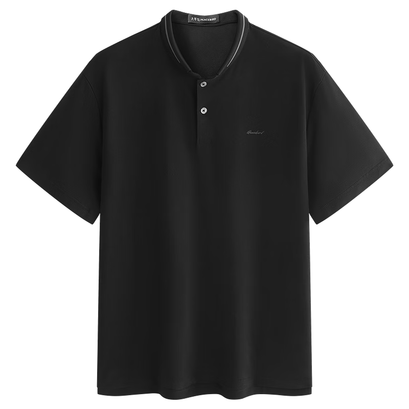 Peacebird [Cooling] Henry Collar Polo Shirt Men Summer 2026 Black First Batch L
