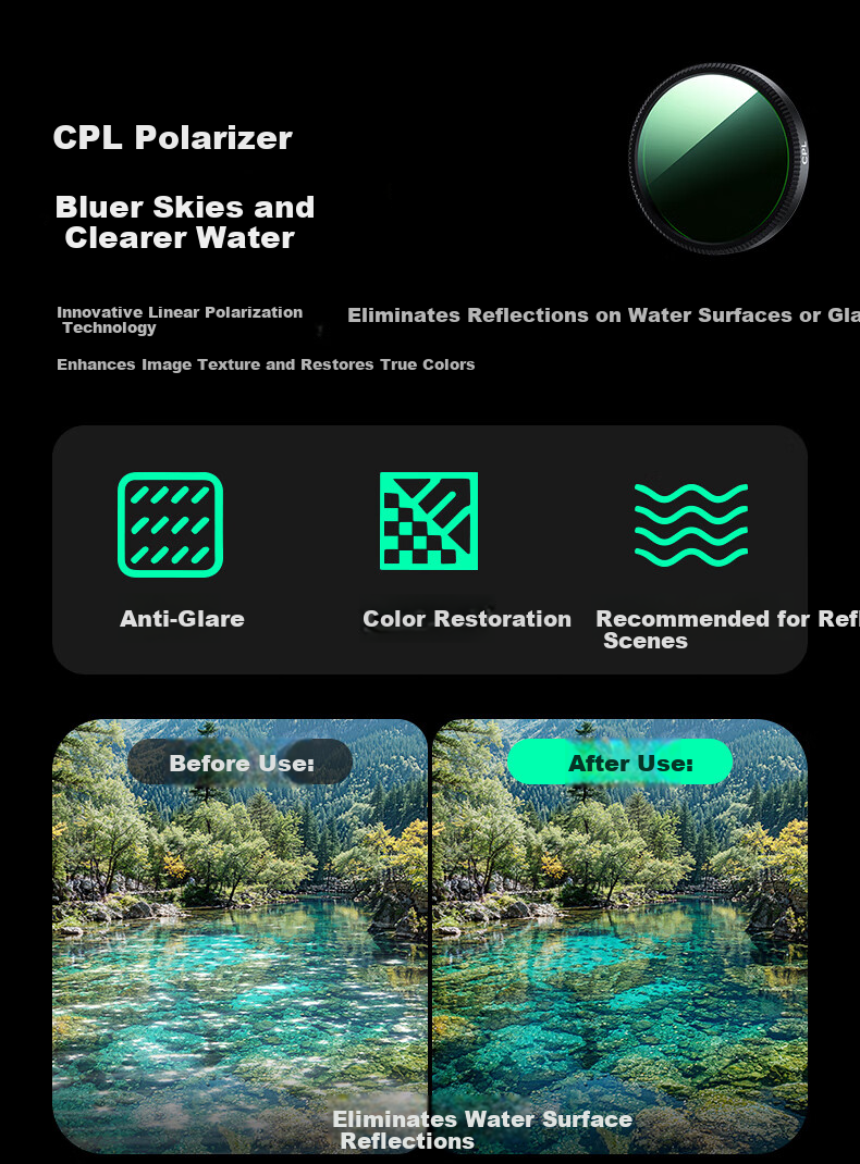 Llano DJI Action 6 Filter Kit Sports Camera Filter Set / DJI OSMO / CPL+ND8+ND16+ND32 5