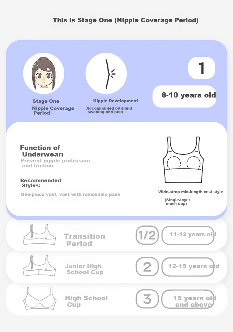 Jiusuiban Children's Vest Girls 120s Jinmo 8-10 Years Development Period Padded Bra School Uniform Anti-Outline Base Underwear 4