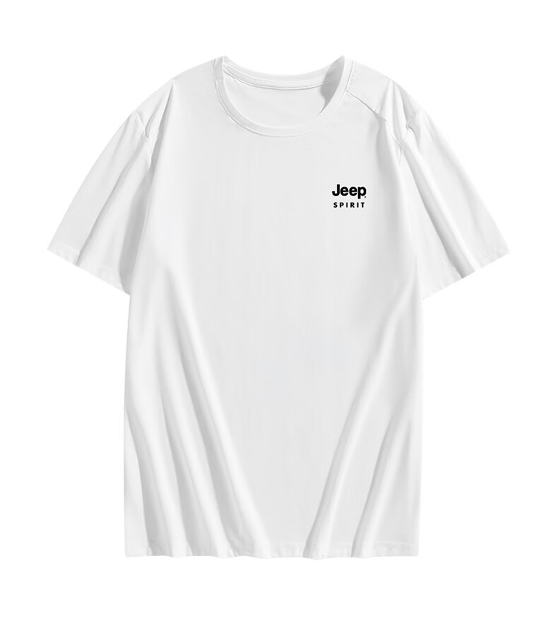 JEEP SPIRIT Men's Short Sleeve T-Shirt Summer Ice Silk Running Fitness Sports Quick-Dry Breathable Top White M 24