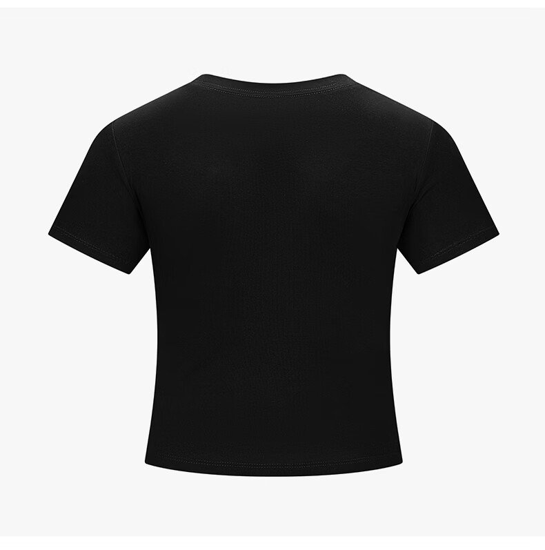 Charles Heart Trendy Love Heart Necklace Print Slim Fit Short Sleeve T-Shirt for Girls Summer Sweet and Spicy Style Black XF 9