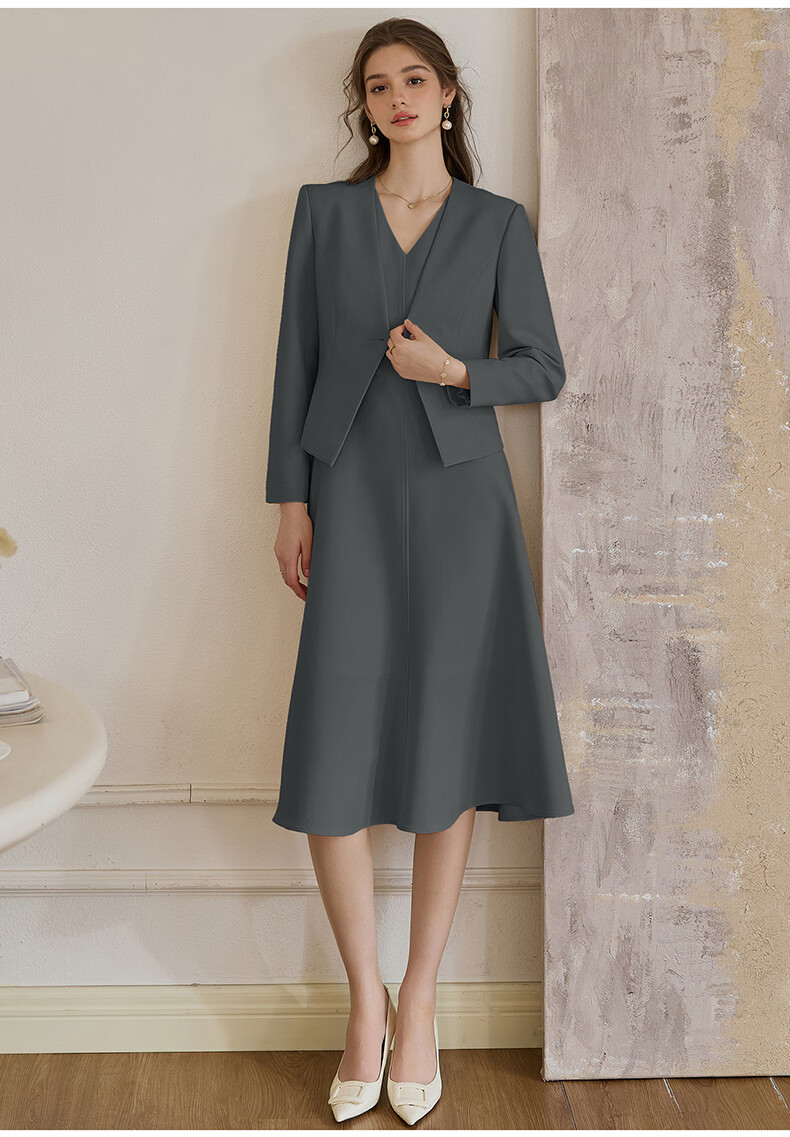 ROEYSHOUSE Women's Elegant Slim Fit Blazer Spring New Solid Color Commuter Suit 11646 Apricot S 12