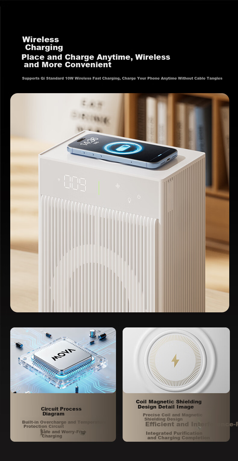 Mova Multifunctional Desktop Air Purifier Odor Removal Sterilization Allergy Relief Home Compact Speaker Aromatherapy Rechargeable 4-in-1 Purifier Zeno Z10 9