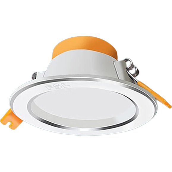 Foshan Lighting (FSL) LED 6-inch 20W Recessed Aluminum Downlight Silver Edge 160-180mm Warm White (4000K)