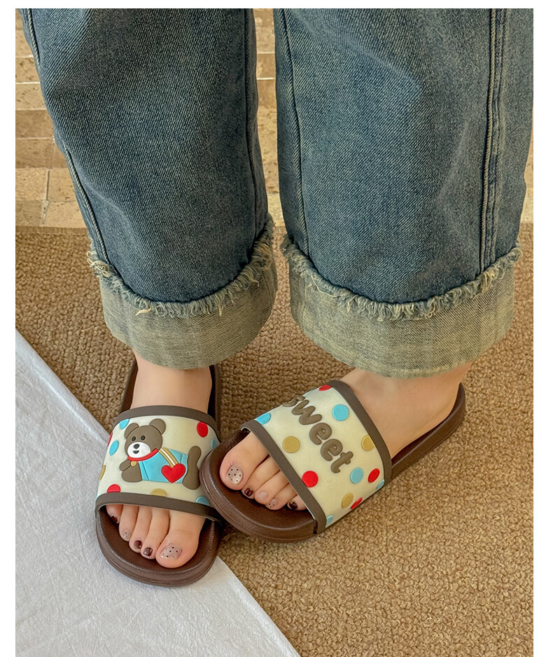YUZHAOLIN Women's Cartoon Cute Home Bathroom Shower Slippers Outdoor Wear Sandals 23