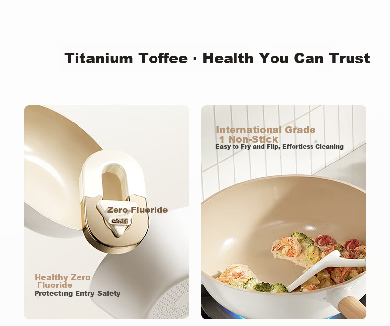 Midea Non-Stick Titanium Ceramic Frying Pan for Home Cooking, Low Oil Smoke, Compatible with Gas Stove and Induction Cooker 2