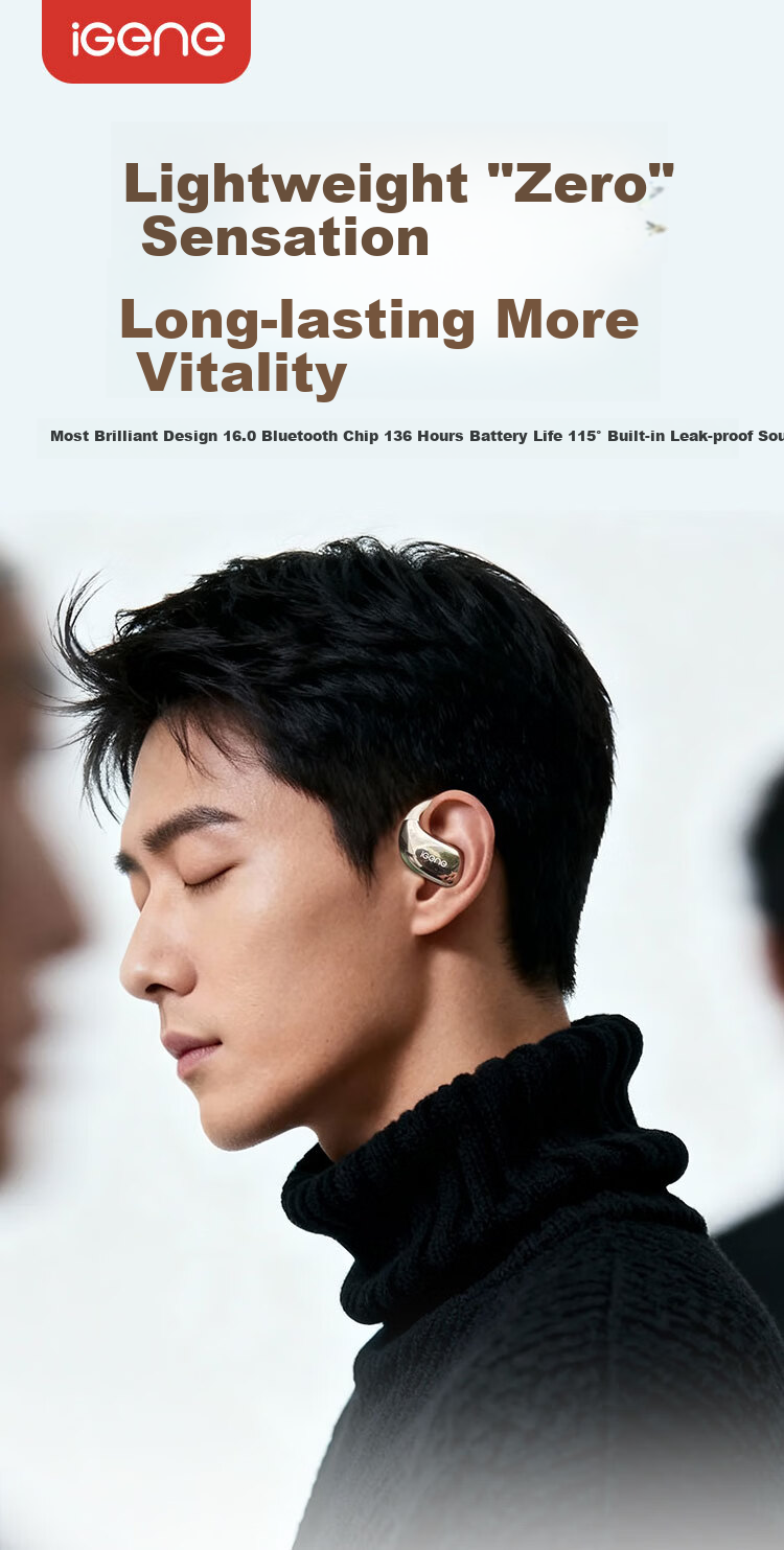 IGene 14mm Gold Label Panorama Sound 6.0 Bluetooth Earhook Bone Conduction Wireless Open-Ear Music Sports Running Headphones Compatible with Huawei Xiaomi S160 4