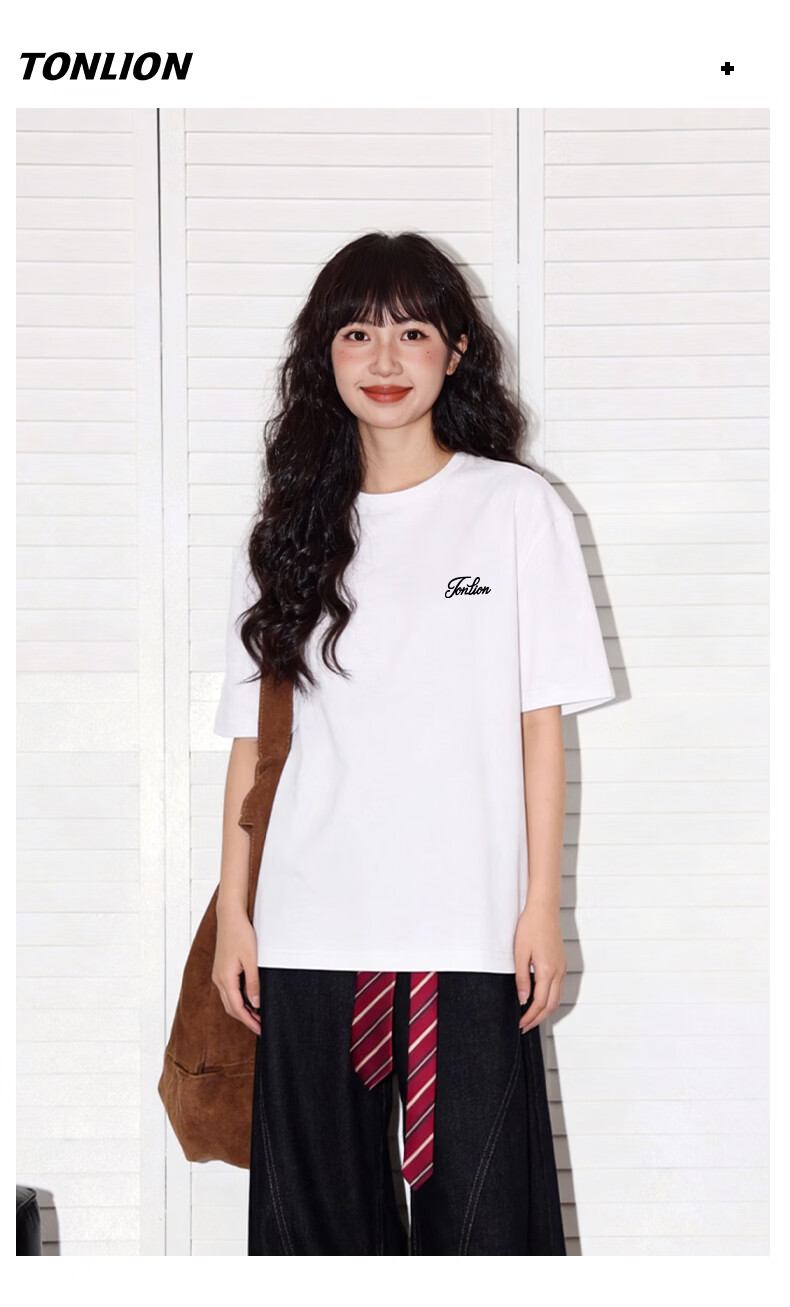 TonLion Cotton Short Sleeve T-Shirt Women Summer Trendy Loose Slim Fit Half Sleeve Top Simple Base Shirt 2